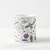 Mug Style Doodle, illustration du thème spatial. (Centre)