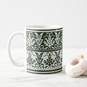 Mug Style d'origine motif de point de croix isolé blan