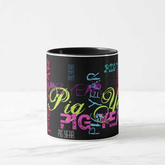 Mug Style Graffiti Répétition Cochon Année 2019 Combo (Centre)