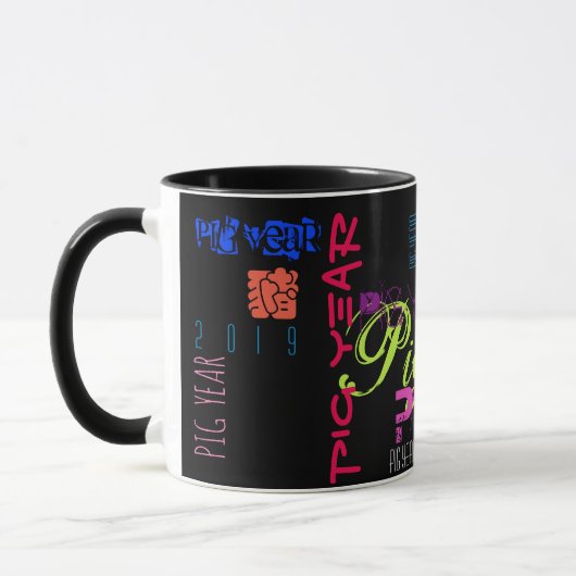 Mug Style Graffiti Répétition Cochon Année 2019 Combo (Gauche)