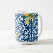 Mug style italien, méditerranéen, mosaïque, bleu, (Devant droit)