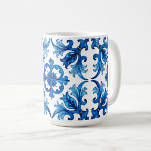Mug style italien, méditerranéen, mosaïque, bleu,