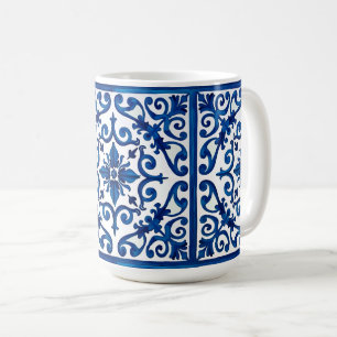 Mug style italien, méditerranéen, mosaïque, bleu,