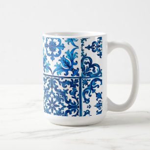 Mug style italien, méditerranéen, mosaïque, bleu,