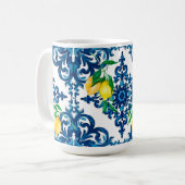 Mug style italien, mosaïque, bleu, citron, (Devant gauche)