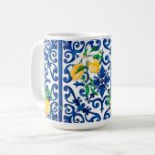 Mug style italien, mosaïque, bleu, citron, (Devant gauche)