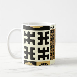 Mug Style japonais, or noir sans couture motif.
