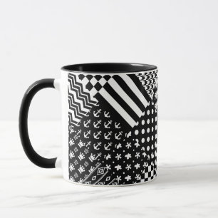 Mug Style minimaliste Motif mixte noir blanc