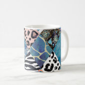 Mug Style Patchwork, motif de collage aquarelle. (Devant droit)