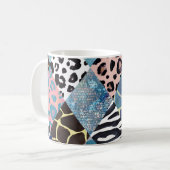 Mug Style Patchwork, motif de collage aquarelle. (Devant gauche)