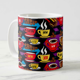 Mug Style pop art rétro cool avec initiales personnali