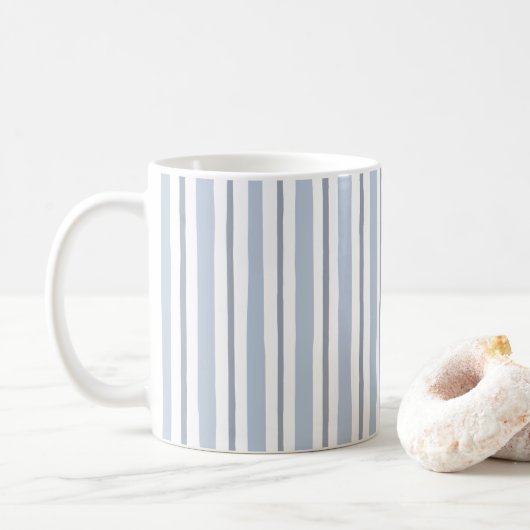 Mug style rayures bleu clair pastel (Avec donut)