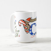 Mug Style Rétro Joli Monogramme de Noël C Avec Nom (Devant gauche)