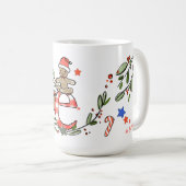 Mug Style Rétro Joli Monogramme de Noël E Avec Nom (Devant droit)