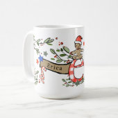 Mug Style Rétro Joli Monogramme de Noël E Avec Nom (Devant gauche)