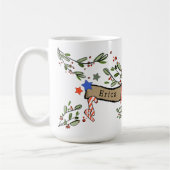 Mug Style Rétro Joli Monogramme de Noël E Avec Nom (Gauche)