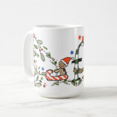 Mug Style Rétro Joli Monogramme de Noël F avec nom (Devant gauche)