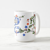 Mug Style Rétro Joli Monogramme de Noël G Avec Nom (Devant droit)