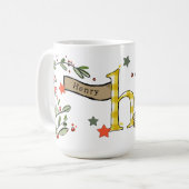 Mug Style Rétro Joli Monogramme de Noël H Avec Nom (Devant gauche)