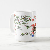 Mug Style Rétro Joli Monogramme de Noël I Avec Nom (Devant gauche)