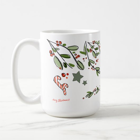 Mug Style Rétro Joli Monogramme de Noël I Avec Nom (Gauche)