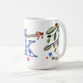 Mug Style Rétro Joli Monogramme de Noël K avec nom (Devant droit)