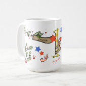 Mug Style Rétro Joli Monogramme de Noël L avec nom (Devant gauche)