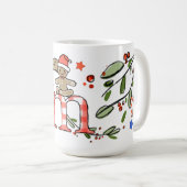 Mug Style Rétro Joli Monogramme de Noël M Avec Nom (Devant droit)