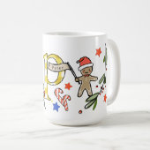 Mug Style Rétro Joli Monogramme de Noël P Avec Nom (Devant droit)