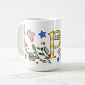 Mug Style Rétro Joli Monogramme de Noël P Avec Nom (Devant gauche)