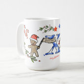 Mug Style Rétro Joli Monogramme de Noël X Avec Nom (Devant gauche)