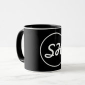 Mug Style Rétro-Moderne Monogramme | Noir & Blanc (Devant gauche)
