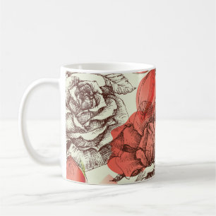 Mug Style rétro Roses rouges Motif