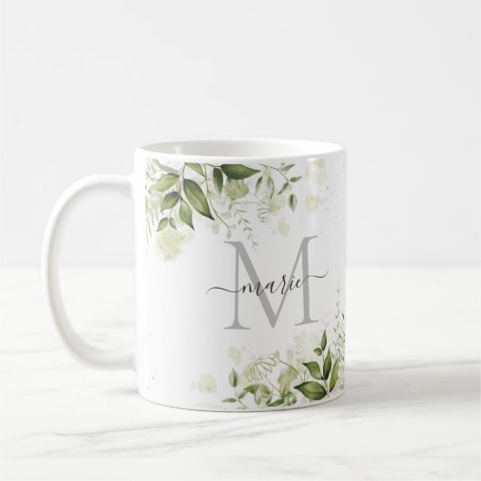 Mug Style rustique Sage vert Botanique Nom floral (Gauche)