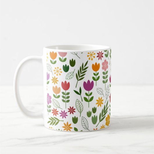 Mug Style scandinave Flora et motif de faune grand (Gauche)