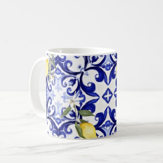 Mug style sicilien, citrons, majolica (Devant gauche)