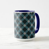 Mug Style Tartan en cyano gris et relief sculpté clair (Devant droit)