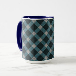 Mug Style Tartan en cyano gris et relief sculpté clair