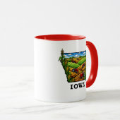 Mug Style tatouage de l'État de l'Iowa Cornfields Ferm (Devant droit)