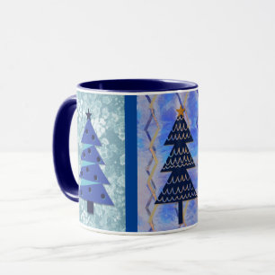 Mug Style vintage Arbre de Noël Coupe d'Art Bleu Musiq