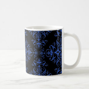 Mug Style Vintage élégant Damask Blue Black