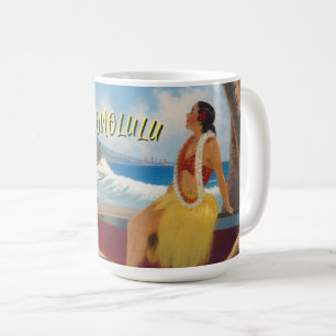 Mug Style Vintage Hawaïen Voyage Honolulu Fille Hula