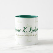 Mug stylisé féminin nom manuscrit vert blanc (Centre)
