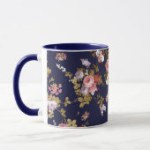 Mug Stylish bleu marine or rose boho floral (Gauche)