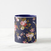 Mug Stylish bleu marine or rose boho floral (Centre)