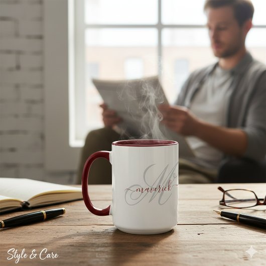 Mug Stylish Custom Name Monogram Art for Everyday Use