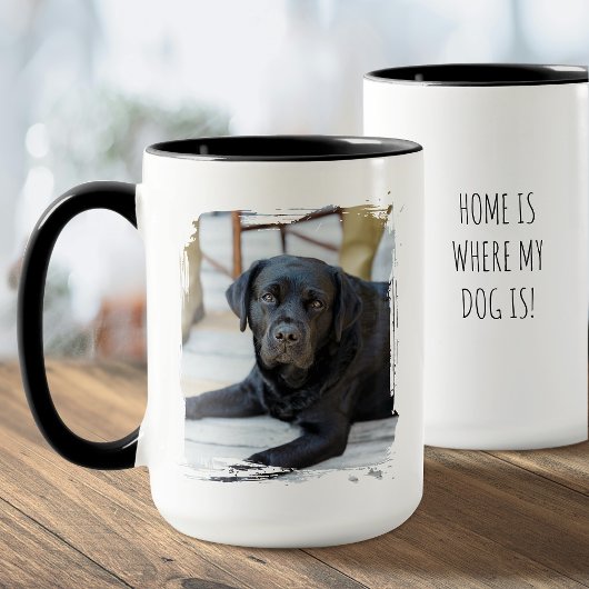 Mug Stylish Custom Photo Paint Brushstroke Dog Modern