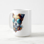 Mug Stylish Dog With Glasses Colorful Modern Pet Art (Devant gauche)