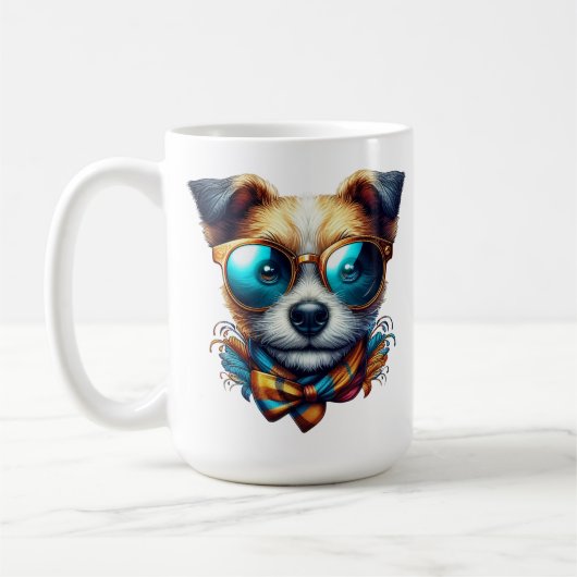 Mug Stylish Dog With Glasses Colorful Modern Pet Art (Gauche)