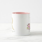Mug Stylish Floral Gold Rose Votre nom de monogramme (Centre)